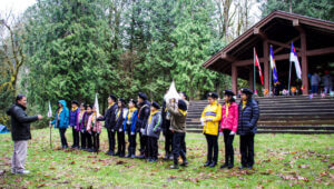 Pathfinders listening to the group leader