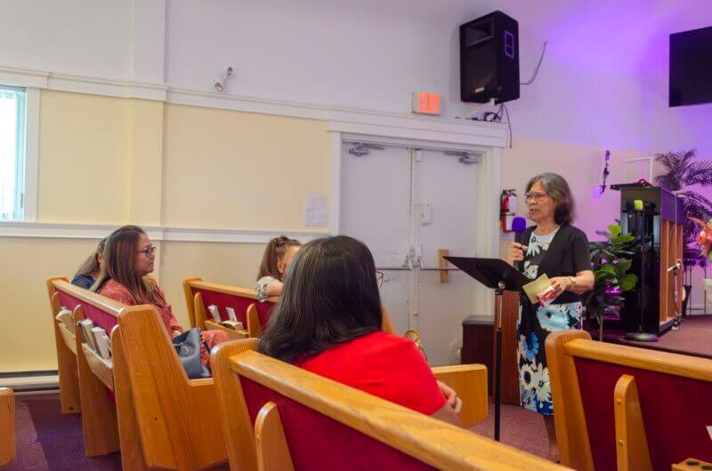 A speaker giving a message to an audience