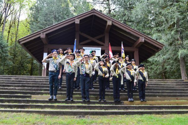 Pathfinders saluting