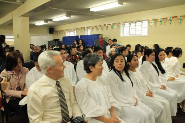 Baptism candidates during the baptism ceremony