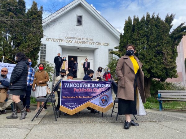 Vancouver Rangerz booth and stand outside the church building